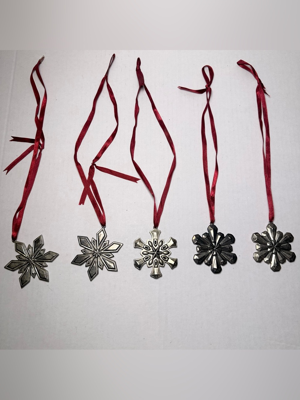 Vintage Gorham Silverplated Snowflake Christmas Ornaments-Stamped-Set Of 5
